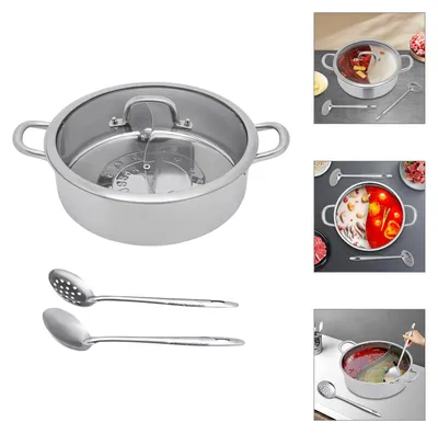 Zdjęcie produktu dla Garnek ze stali nierdzewnej o pojemności 32 cm, z przegrodą i szklanym pokrywką