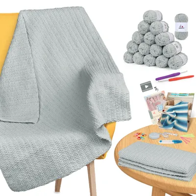 Image de Kit de crochet complet pour débutants, comprenant de la laine chenille
