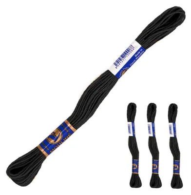 3 Docken Stickgarn / Sticktwist 100% Baumwolle Stickerei schwarz