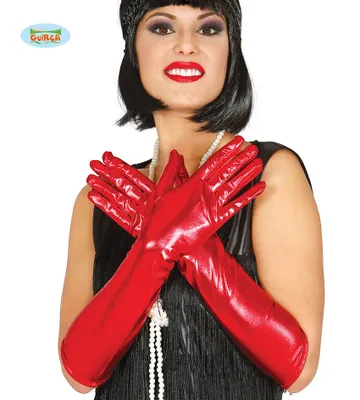Produktbild von rote lange Deluxe Handschuhe glänzend 44cm