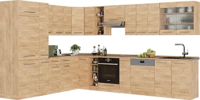Produktbild von Eckküche Vicco Fame-Line Goldkraft Eiche 347 x 60 cm , AP Anthrazit, Model 57083