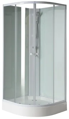 Produktbild von Aqualine AIGO Viertel runde Duschabtrennung 900x900x2040 mm, weiße profile, Klarglas