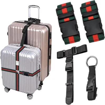 Produktbild von Famanu Koffergurt Set 4 Stück - Verstellbare Antirutsch-Reiseaccessoires
