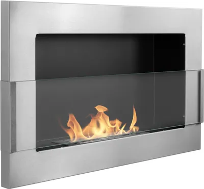 Obrázek produktu pro Campo24 vysoce kvalitní krb 65x40cm z nerezové oceli s bezpečnostním sklem / Nástěnný krb na bioethanol pro vnitřní použití / Moderní krb ideální do obývacího pokoje