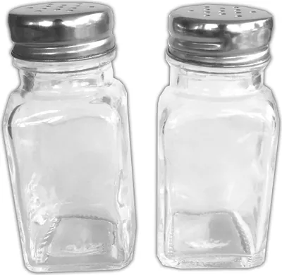 Produktbild von 2er Set Glas-Gewürzstreuer Mit Edelsthaldeckel | Gewürzbehälter Gewürzdosen | Salz Pfefferstreuer | Gewürzglas