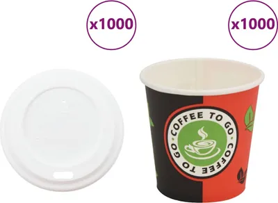 Obrázok produktu pre Papierové poháre na kávu s viečkami 1000 ks 120 ml