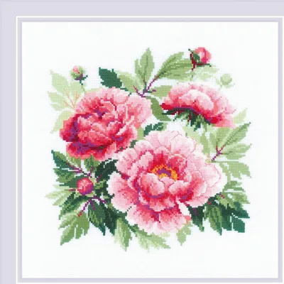 Produktbild von Riolis Kreuzstich-Set "Baum-Pfingstrose" 40x40 cm, Zählmuster