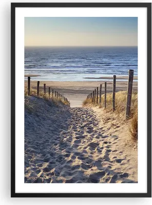 Produktbild von Gerahmtes Poster - Schwarzer Rahmen - Meer Strand Düne - 50x70 cm - Wand Bild - Wanddeko - Wandbilder - Kunstposter - Wandposter - Bilderrahmen - Bilder - Kunstdruck - Wandbild - P2BPA50x70-3612