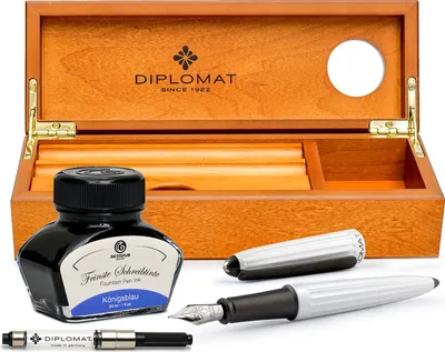 Produktbild von Füllhalter Set Diplomat Aero weiß mit Tinte, Stärke M