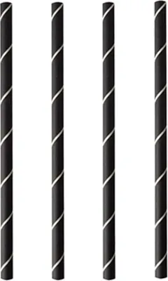 Obrázek produktu pro PAPSTAR 87980 PAPSTAR papírové brčko na pití "pure", 150 mm, černé / bílé