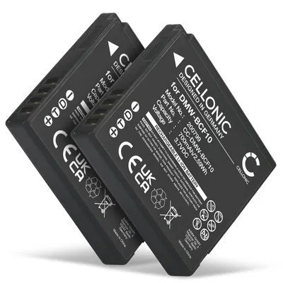 Immagine prodotto di CELLONIC 2x Batteria per Fotocamera Compatibile con Panasonic Lumix DMC-FS7, Lumix DMC-FS10, Lumix DMC-FS62, DMW-BCF10 – (700mAh, 3.7V)