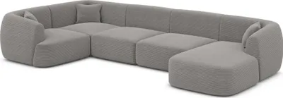 Produktbild von Cord U-Form XL Wohnlandschaft Elvira Hellgrau Rechts