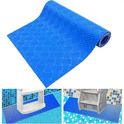Produktbild von Anti-Rutsch Poolmatte für Leiter & Einstiege, 90×23 cm, PVC wasserdicht, schützt Poolfolie, rutschfest strukturiert, für Schwimmbad, Dusche & Sauna