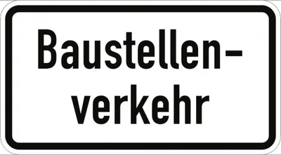 Produktbild von Verkehrsschild VZ1007-38, Baustellenverkehr, Alu, RA2, 600x330 mm