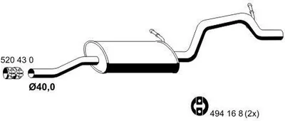 Produktbild von ERNST 055161 Endschalldämpfer für OPEL AGILA (A) (H00) Auspuff