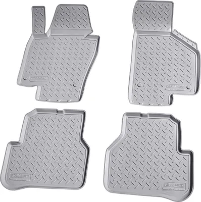 Produktbild von 3D Gummi Fussmatten für VW Passat 3C B6 | BJ 2005 - 2010 | grau mit Rand