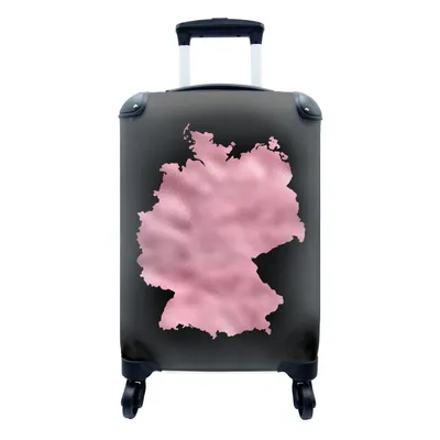 Produktbild von MuchoWow® Koffer Handgepäck Trolley Rollkoffer Kleine Reisekoffer mit 4 Rollen - Karte - Deutschland - Rosa - Cabin Size < 55x40x23 cm & 55x40x20 cm - Fotokoffer - Kabinenkoffer - Boardgepäck - Reise-Box - Reisekoffer - Reisegepäck - Koffer mit Bild - Trolley für Kinder