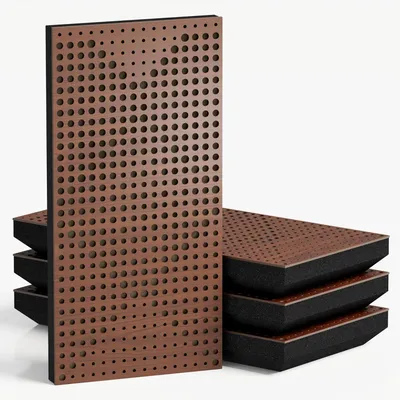 Imagen del producto de Juego de 10 paneles acústicos estrechos WILDS-F, 50x25x5 cm, nogal/beige
