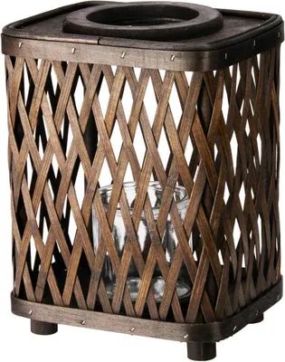 Produktbild von H&S Decoration | Windlicht - Dekolaterne - 18 x 14 x 24 cm - Braun - Bambus - Kerzenlaterne - Freistehende