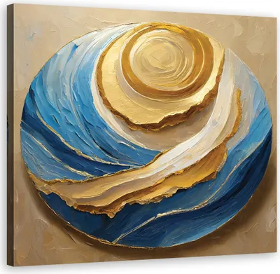 Produktbild von Leinwandbild Runde blaue Abstraktion 50x50 Feeby Blau bild für die wand bereit zum aufhängen