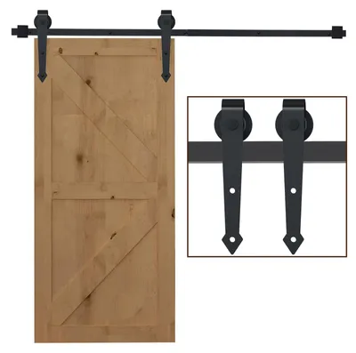 Produktbild von Schiebetür-Kit, rustikales Design, Kohlenstoffstahl, trägt bis zu 100 kg pro Paneel