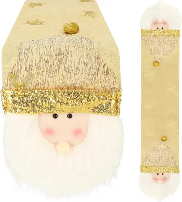 Obrázek produktu pro Vánoční ubrus 205x30 cm Santa, zlatý