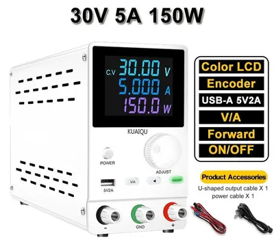 Zdjęcie produktu dla Zasilacz laboratoryjny DC - SPPS-A305D - Wyświetlacz LCD 4-cyfrowy - Regulowana napięcie i prąd 0–10A - Zasilacz impulsowy 300W - Wejście 220V, wtyczka EU - Biały