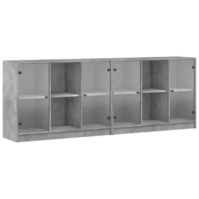 Produktbild von Bücherschrank mit Türen Betongrau 204x37x75 cm Holzwerkstoff