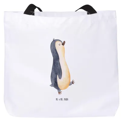 Produktbild von Mr. & Mrs. Panda Reisetasche Pinguin marschieren - Weiß - Geschenk, Laptoptasche, Tasche, Schultasche, Familie, Strandtasche, Einkaufstasche, Stolz, Bruder, Beutel