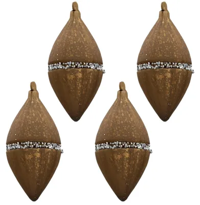 Image de Clayre & Eef Set de 4 boules de Noël 7x14 cm Verre brun
