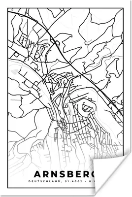 Produktbild von MuchoWow® Poster Stadtplan - Arnsberg - Karte 40x60 cm - Plakate für die Wand - Poster Babyzimmer