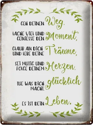 Produktbild von Blechschild geh deinen Weg lache viel, 40 x 30 cm, Blechschilder Spruch Glück Weisheit