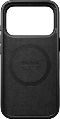 Image de Nomad Horween Modern cuir coque iPhone 17 Pro – Contrôle précis de la caméra avec bouton en cristal de saphir – Boutons en aluminium recyclé pour un design durable et élégant – Fabriqué avec 50% de polycarbonate recyclé pour une durabilité accrue - Noir