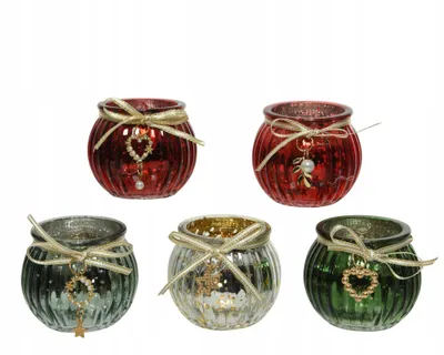 Zdjęcie produktu dla Świecznik szklany świąteczny na tealight 5,5 cm