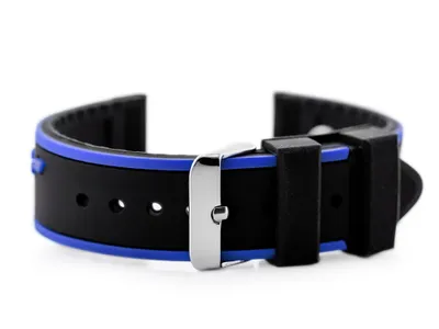 Immagine prodotto di Cintura in gomma per l'orologio U06 - nero/blu navy - 22 mm