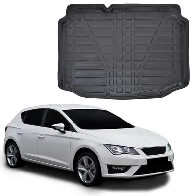 Image de Tapis De Coffre Sur Mesure Pour Seat Leon 2 2005-2012 Hatchback, Noir, Antidérapant, Bord Haut, Toutes Saisons
