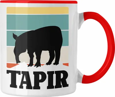 Produktbild von Trendation - Lustige Tapir Tasse Geschenk Tapir Liebhaber Grafik Retro (Rot)