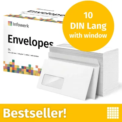 Immagine prodotto di NUOVO: Infowerk Buste con finestra, DIN Lang, non stampate, 10 pezzi