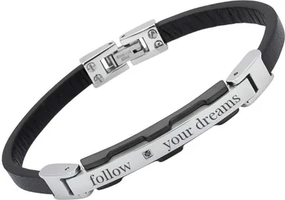Produktbild von Unique Lederarmband Edelstahlplatte Zirkonia B5178