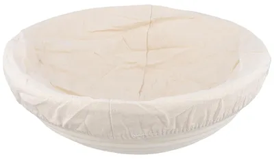 Imagen del producto de Cesta redonda para amasar con forro de lino, de 25 x 8 cm, ideal para masa madre y para hornear pan en la cocina