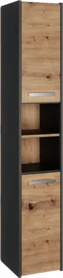 Obrázok produktu pre Moderná kúpeľňová skrinka v 5 farbách - univerzálna a ľahko zostaviteľná. Farba: antracit/dub Artisan, kúpeľňová polička, kúpeľňový nábytok, kúpeľňová skrinka, vysoká kúpeľňová skrinka