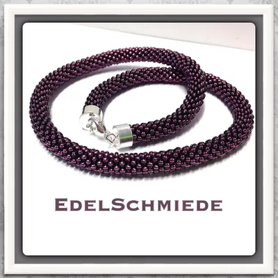 Produktbild von Häkelkette, dunkelviolett, 925/- Verschluß Unikat 46cm