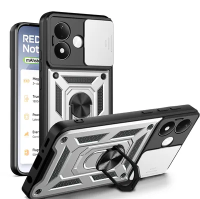 Produktbild von Outdoor Hülle Xiaomi Redmi Note 17 Pro 5G Handyhülle Kameraschutz Ringhalter Silber