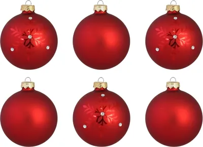 Produktbild von Weihnachtskugeln Set Rot mit Schneeflockendekor