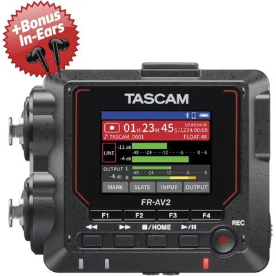 Obrázok produktu pre Audio rekordér Tascam FR-AV2 – 2-kanálový poľný rekordér + bonusové slúchadlá do uší