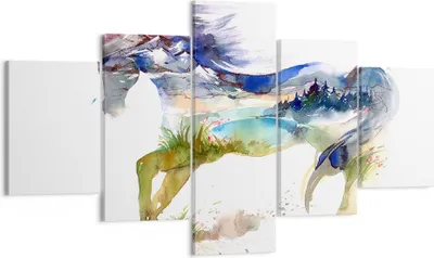 Produktbild von Bild auf Leinwand - Leinwandbild - Pferd Natur arabien ethnische - 125x70cm - Wand Bild - Wanddeko - Leinwanddruck - Bilder - Kunstdruck - Wanddekoration - Leinwand bilder - Wandkunst - EA125x70-3048