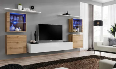 Zdjęcie produktu dla Ściana do salonu RIONATA 14 - dąb wotan / biały