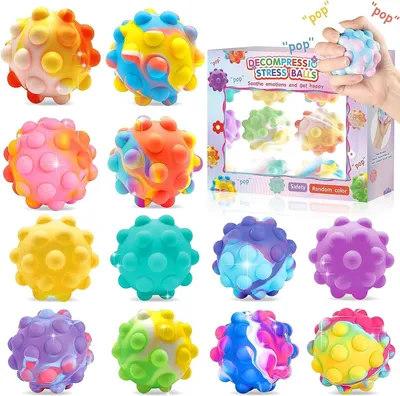 Produktbild von 12 Stück Stressballs, Anti Stress Spielzeug Bälle für Kinder und Erwachsene, Fidget Toys für Stressbälle, Stressball Squeeze Ball Set, Anti Stress Bäl