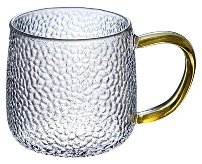 Image de Verre en verre martelé avec anse - Tasse à thé japonaise - Transparent