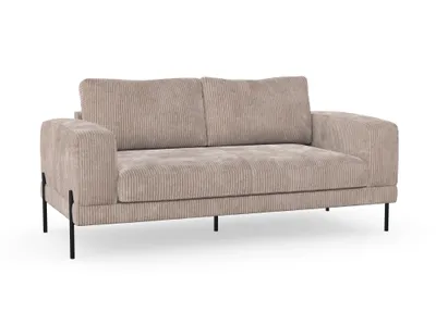 Produktbild von Karin 2-Sitzer-Sofa, Massivholzkonstruktion, skandinavischer Stil, Hohe Beine aus Metal, Cord-Stoff Poso 2 Cappuccino
